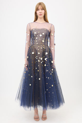 Oscar de la Renta Tulle Firefly Sequin Dress