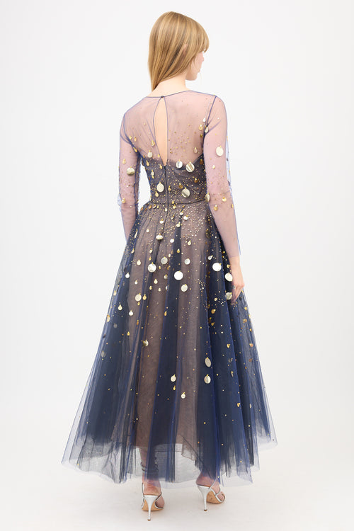 Oscar de la Renta Tulle Firefly Sequin Dress