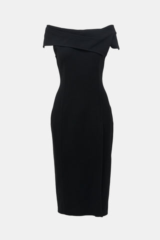Oscar de la Renta Wool Off The Shoulder Dress