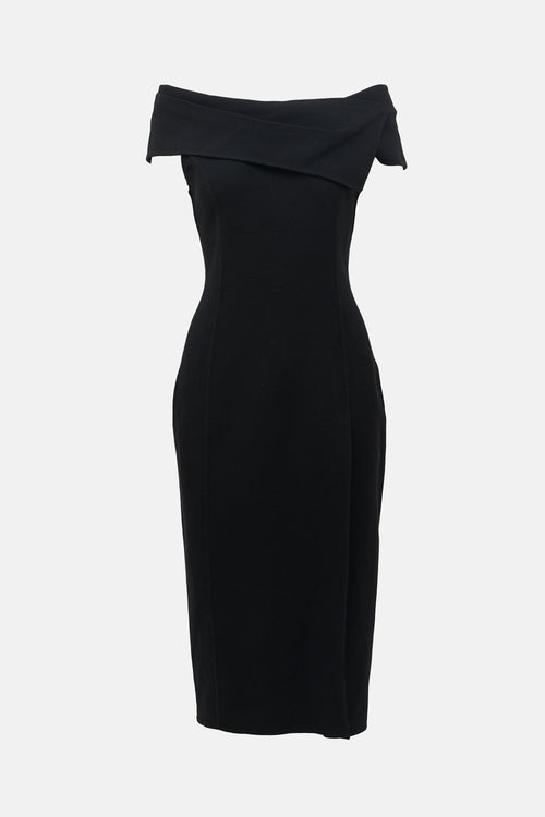 Oscar de la Renta Wool Off The Shoulder Dress