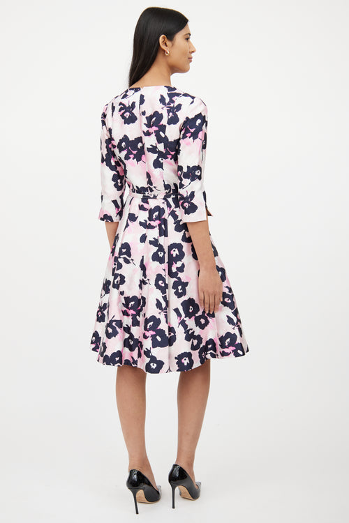 Oscar de la RentaPink & Black Floral Tea Dress