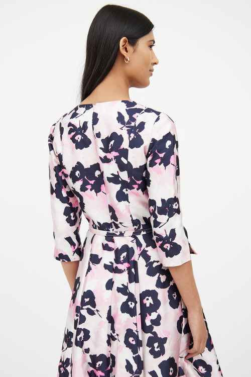 Oscar de la RentaPink & Black Floral Tea Dress