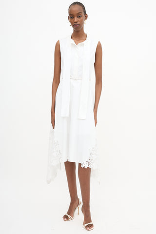 Oscar de la Renta Lace Gardenia Belted Dress