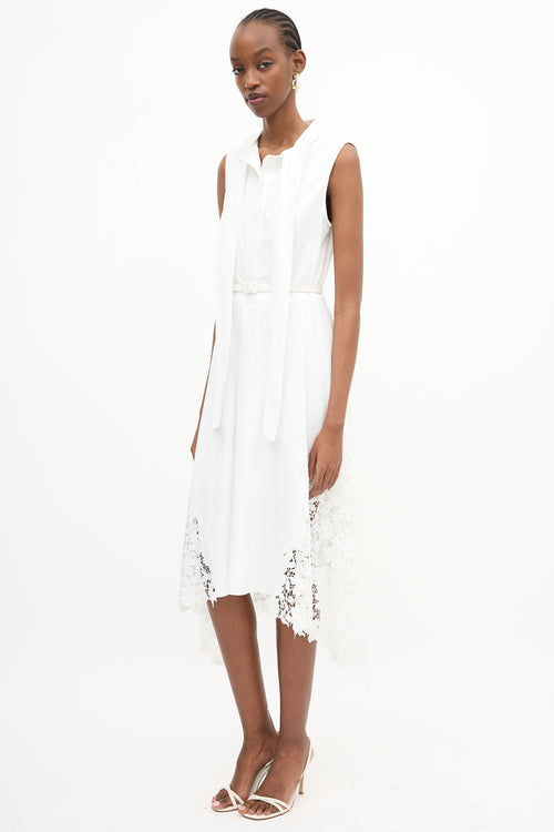 Oscar de la Renta Lace Gardenia Belted Dress