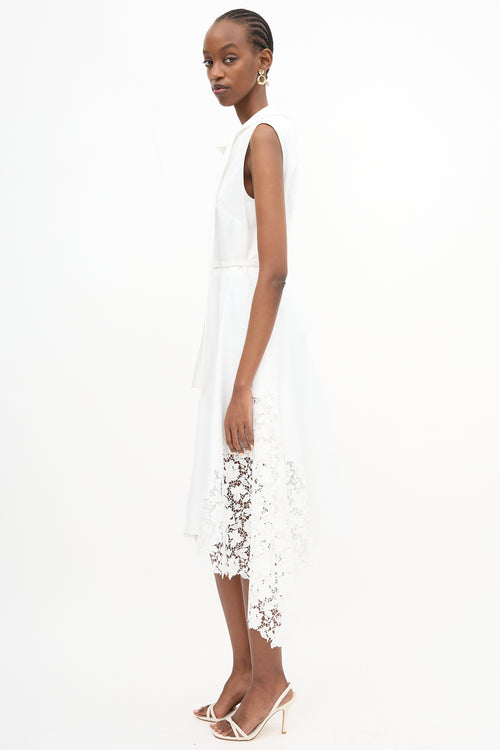 Oscar de la Renta Lace Gardenia Belted Dress