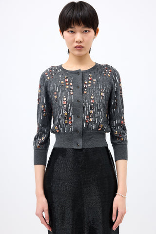 Oscar de la Renta Cashmere & Silk Embellished Cardigan