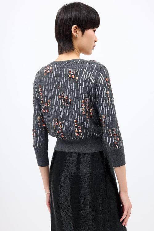Oscar de la Renta Cashmere & Silk Embellished Cardigan