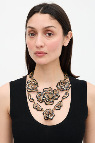 Oscar de la Renta Enamel Rose Layered Necklace