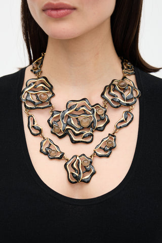 Oscar de la Renta Enamel Rose Layered Necklace