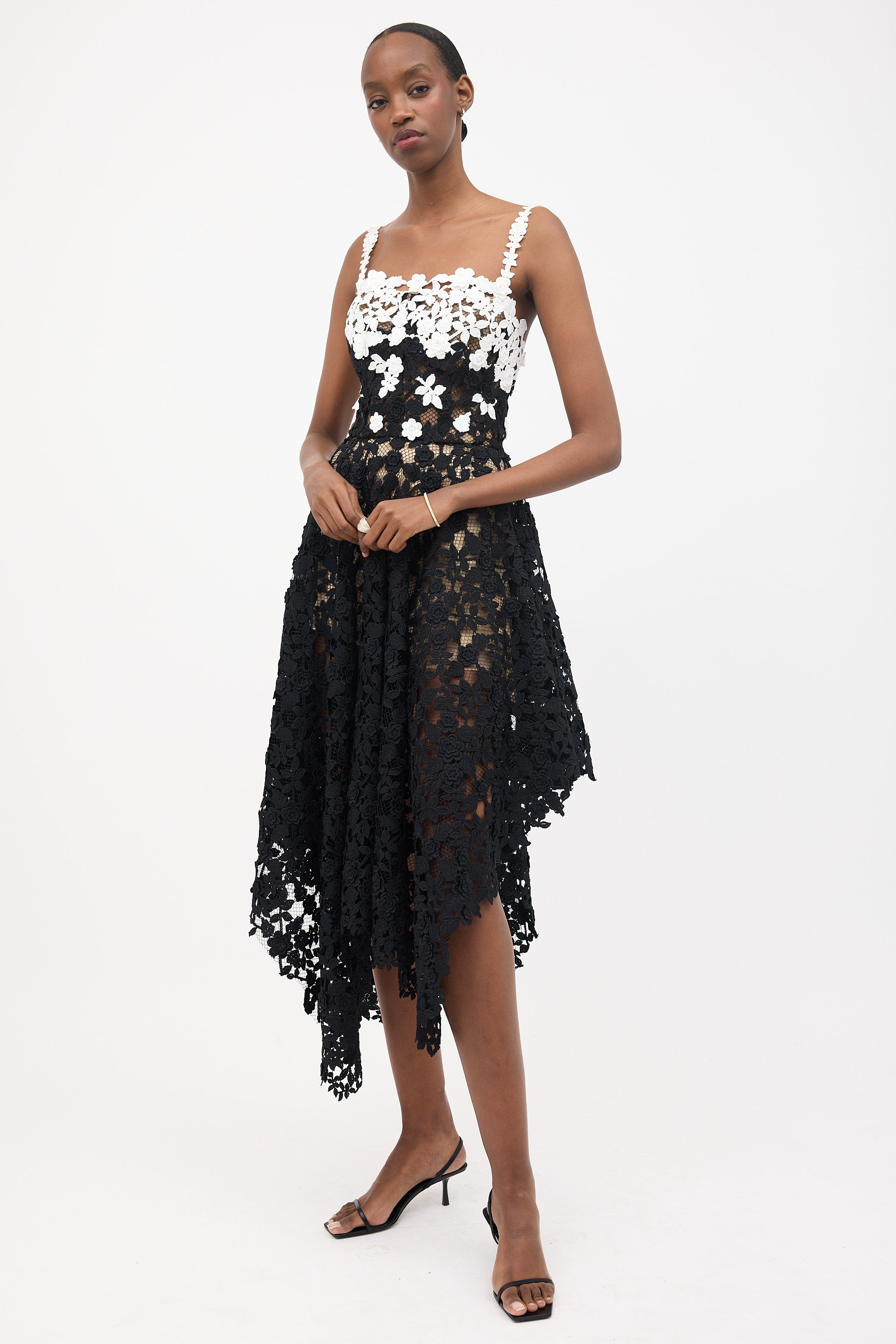 oscar de la renta floral mesh dress Oscar de la Renta Crystal Dandelion Mesh Mini Cocktail Dress