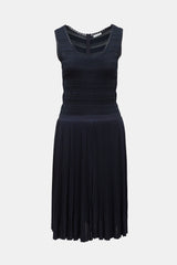 Oscar de la Renta Knit Sleeveless Pleated Dress