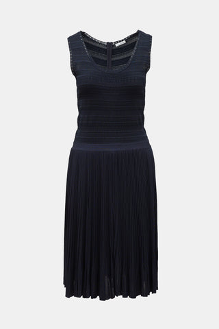 Oscar de la Renta Knit Sleeveless Pleated Dress