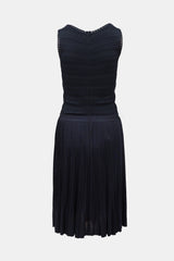 Oscar de la Renta Knit Sleeveless Pleated Dress