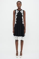 Oscar de la Renta Merino Wool & Lace Dress
