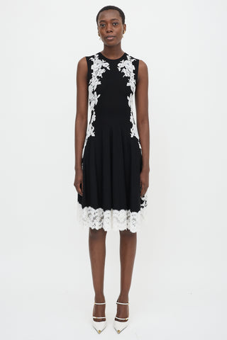 Oscar de la Renta Merino Wool & Lace Dress