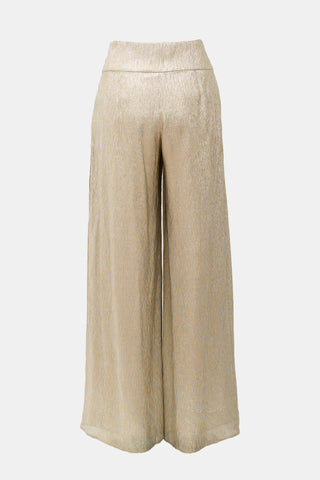 Oscar de la Renta Metallic Plisse Wide Leg Pant