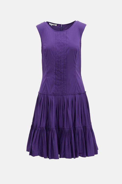 Oscar de la Renta Pleated Sleeveless Dress