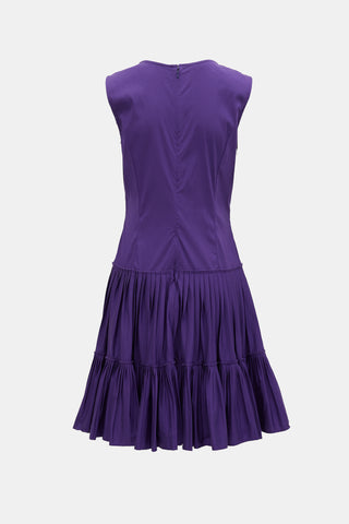 Oscar de la Renta Pleated Sleeveless Dress