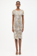 Oscar de la Renta Resort 2008 Metallic Coated Silk Knit Dress
