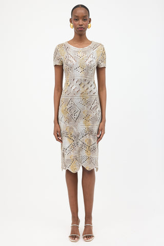 Oscar de la Renta Resort 2008 Metallic Coated Silk Knit Dress