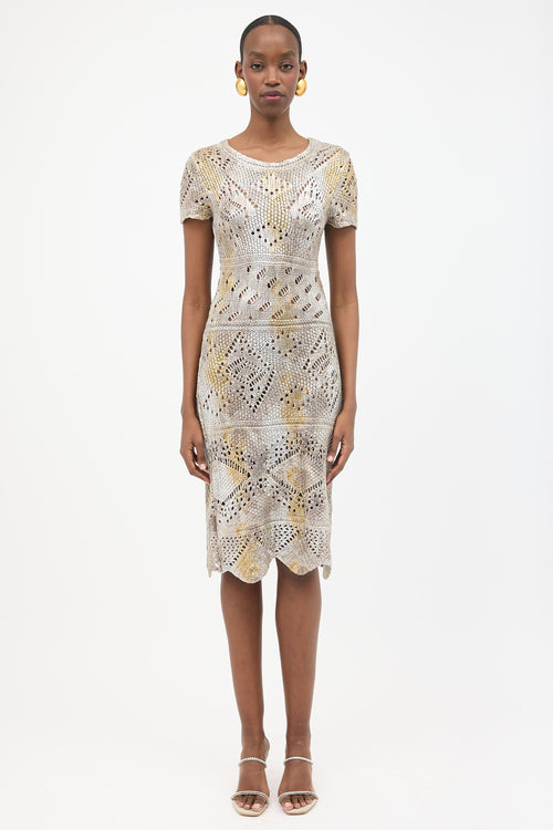 Oscar de la Renta Resort 2008 Metallic Coated Silk Knit Dress