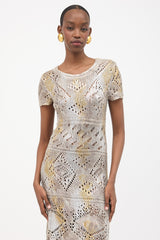 Oscar de la Renta Resort 2008 Metallic Coated Silk Knit Dress