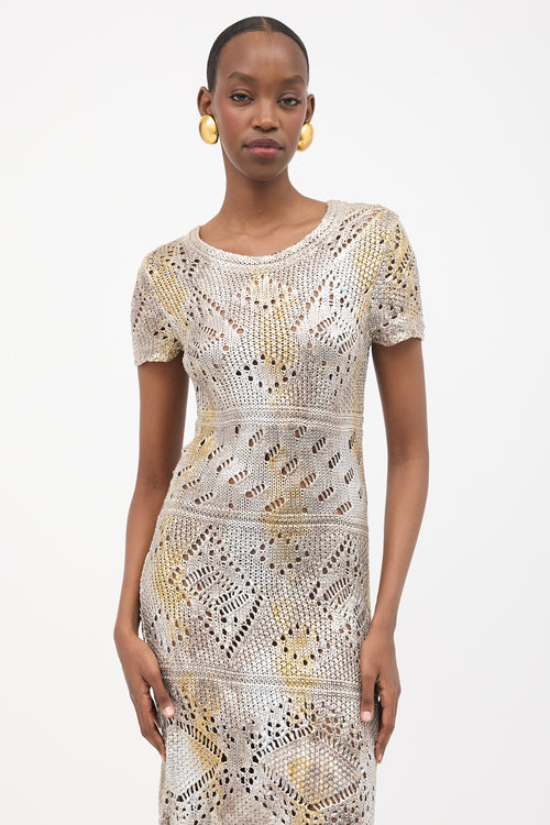 Oscar de la Renta Resort 2008 Metallic Coated Silk Knit Dress