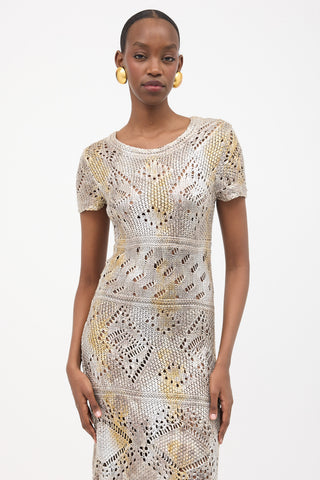 Oscar de la Renta Resort 2008 Metallic Coated Silk Knit Dress