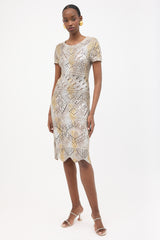 Oscar de la Renta Resort 2008 Metallic Coated Silk Knit Dress