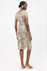 Oscar de la Renta Resort 2008 Metallic Coated Silk Knit Dress