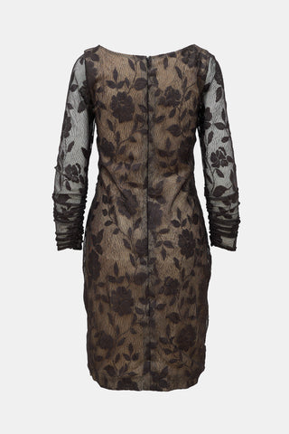 Oscar de la Renta Ruched Lace Dress