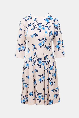 Oscar de la Renta Satin Floral Midi Dress