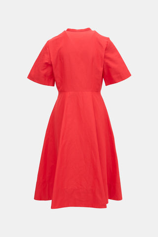 Oscar de la Renta Silk Faille Flower Applique Dress
