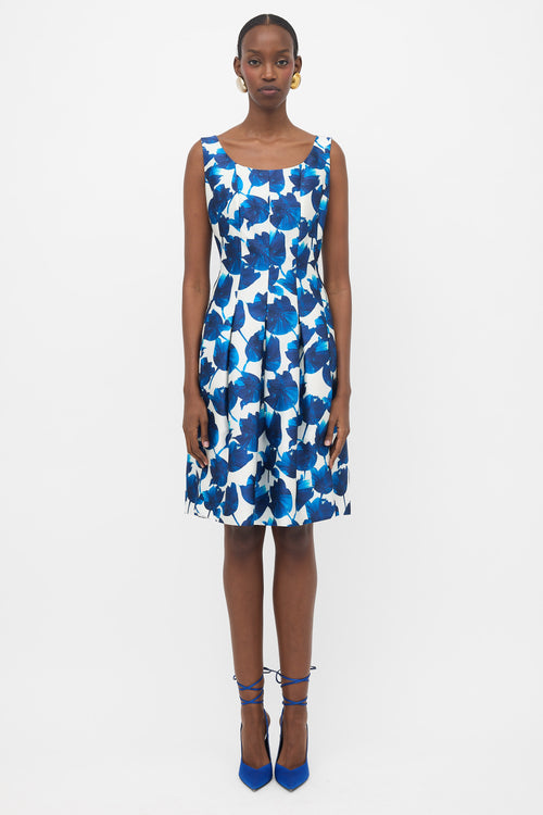 Oscar de la Renta Silk Floral Midi Dress