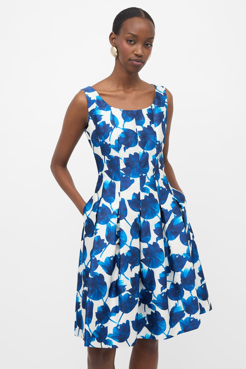 Oscar de la Renta Silk Floral Midi Dress