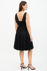 Oscar de la Renta Silk Overlay Belted Dress
