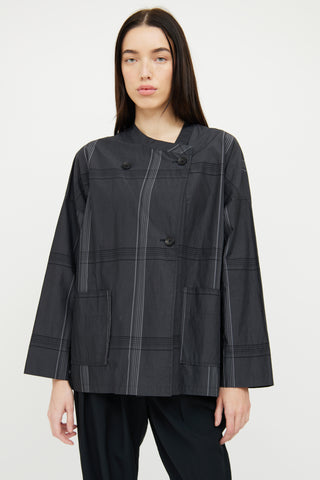 OSKA Dark Grey Plaid Cotton Jacket