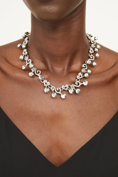 Otazu Silver Tone Heart & Swirl Choker