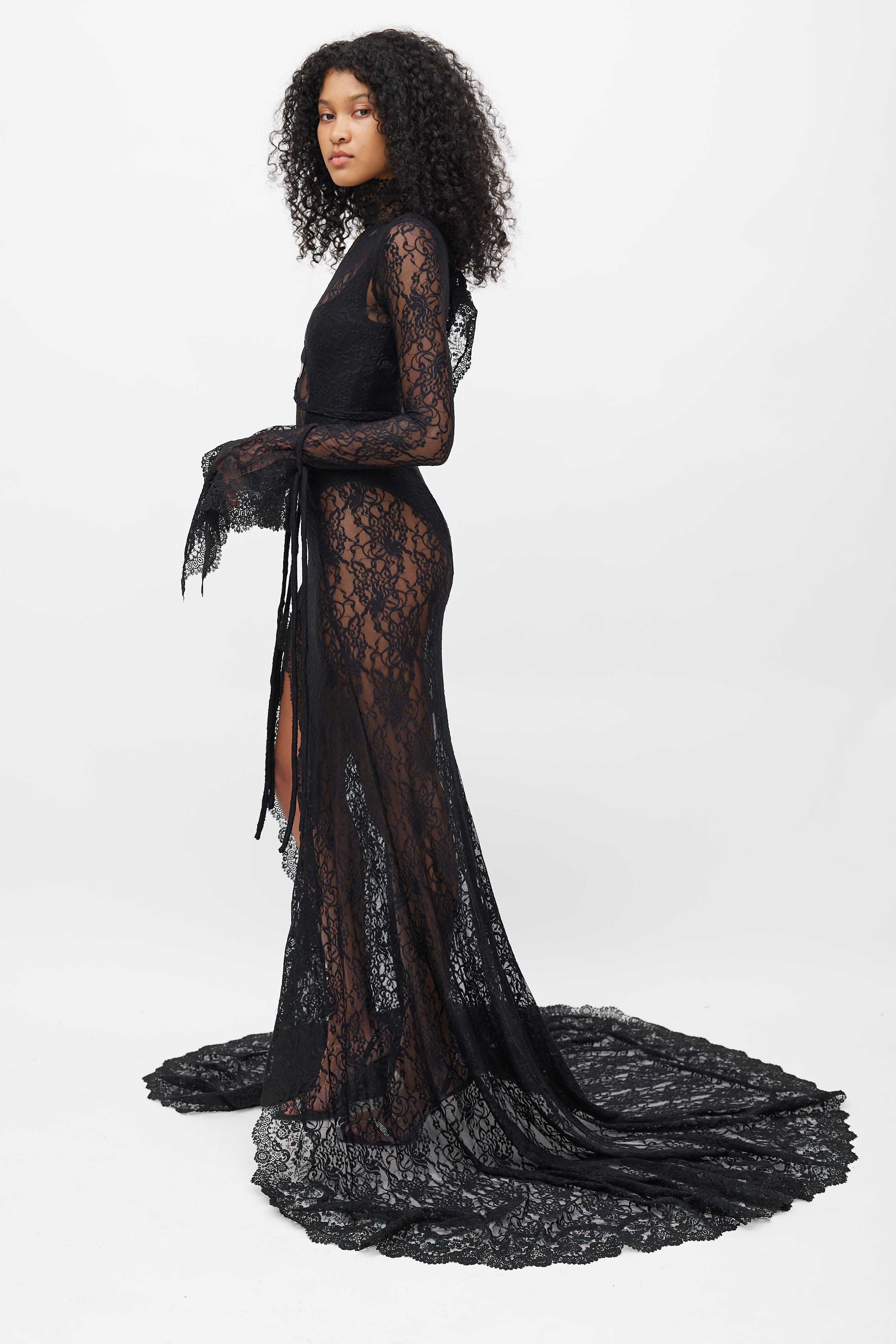 Ottolinger // Black Lace Sheer Gown – VSP Consignment