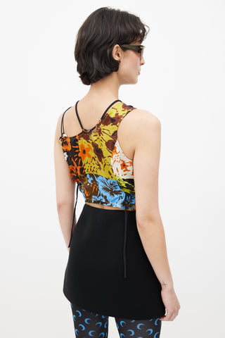 Ottolinger Black & Multicolour Floral Silk Asymmetrical Top