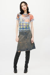 Ottolinger Blue & Multicolour Plaid Mesh Top
