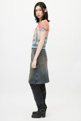 Ottolinger Blue & Multicolour Plaid Mesh Top