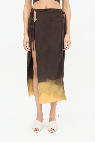 Ottolinger Brown & Orange Midi Wrap Skirt