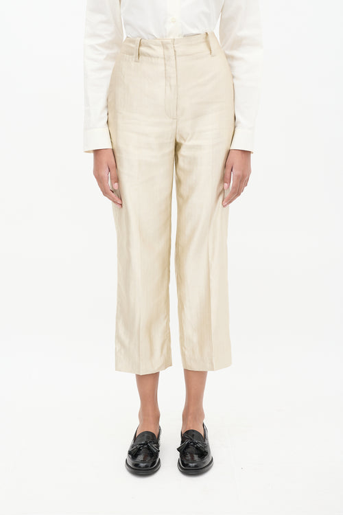 Our Legacy Beige Metallic Satin Striped Service Trouser