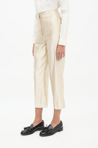 Our Legacy Beige Metallic Satin Striped Service Trouser