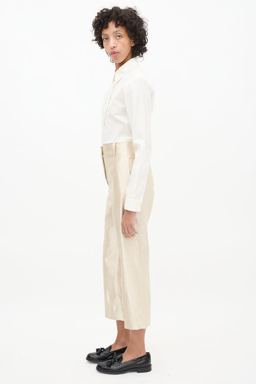 Our Legacy Beige Metallic Satin Striped Service Trouser