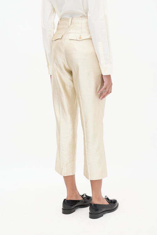 Our Legacy Beige Metallic Satin Striped Service Trouser