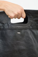 Our Legacy Black Glossy Leather Beyond Tote Bag