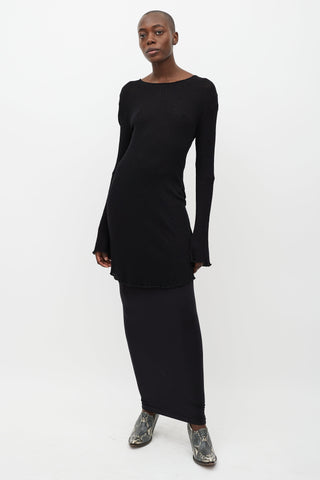 Black Ribbed Knit Dress