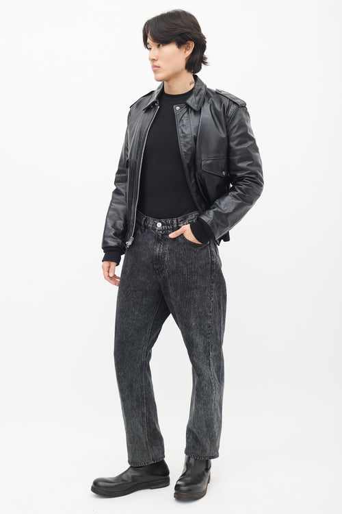 Black Woven Formal Cut Jeans